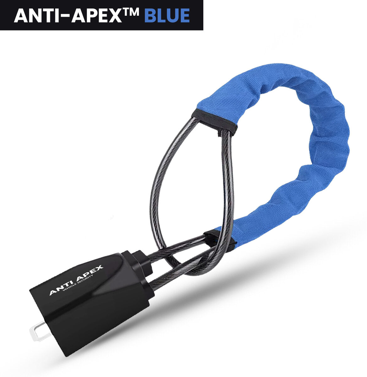 Blue steering wheel seatbelt lock