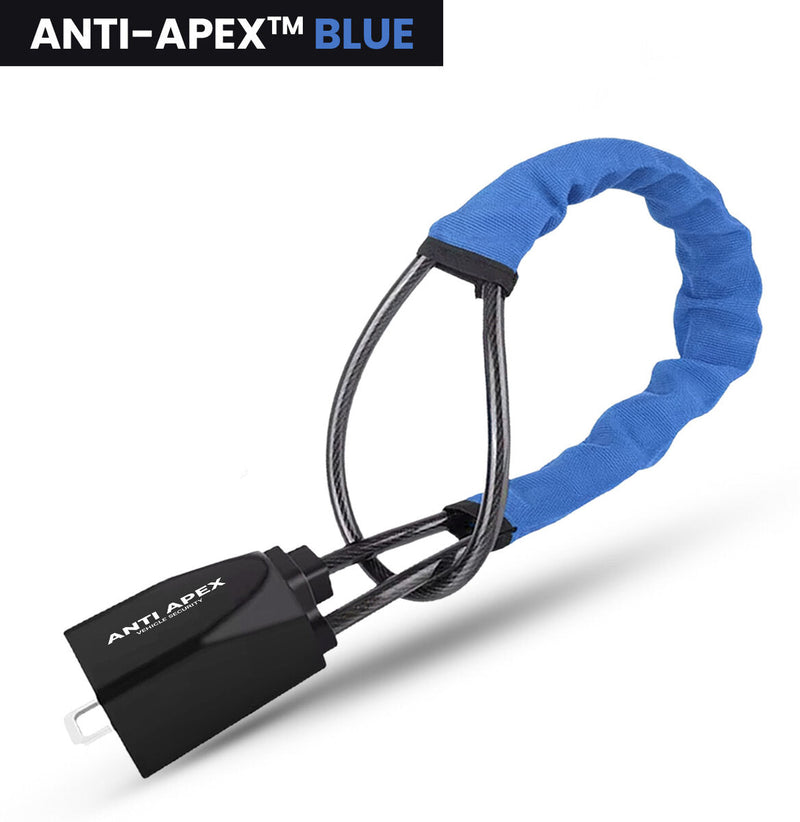 Blue steering wheel seatbelt lock