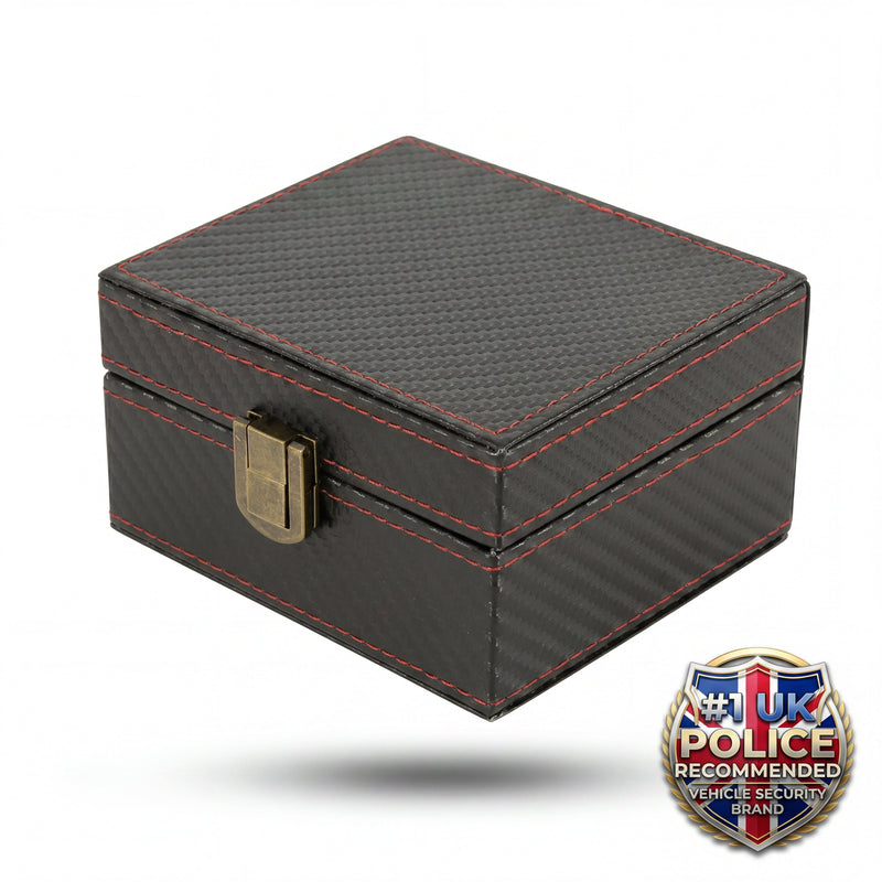 Faraday box holding car key fobs