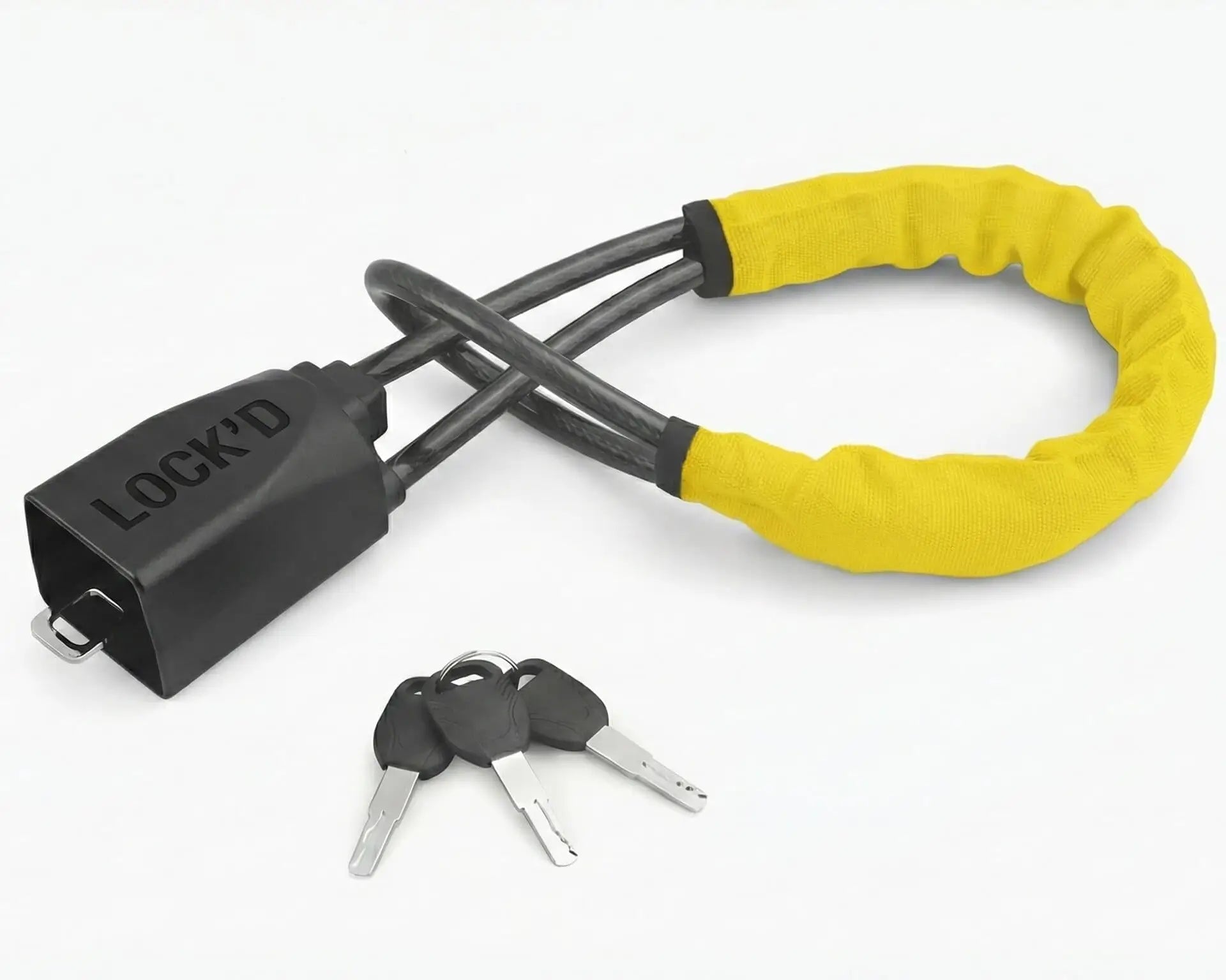Yellow steering wheel seatbelt lock